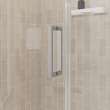 Manhattan 25-27 x 68 in. 6 mm Pivot Shower Door for Alcove Installation with Clear glass & Round Handle in Brushed Nickel