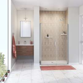 Manhattan 47-49 x 68 in. 6 mm Pivot Shower Door for Alcove Installation with Clear glass & Round Handle in Chrome