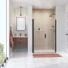 Manhattan 47-49 x 68 in. 6 mm Pivot Shower Door for Alcove Installation with Clear glass & Square Handle in Matte Black