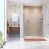 Manhattan 53-55 x 68 in. 6 mm Pivot Shower Door for Alcove Installation with Clear glass & Round Handle in Brushed Nickel