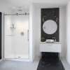 Vela 44 1/2-47 x 78 3/4 in. 8mm Sliding Shower Door with Towel Bar for Alcove Installation with Clear glass in Chrome and Matte Black