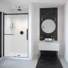 Vela 44 1/2-47 x 78 3/4 in. 8mm Sliding Shower Door with Towel Bar for Alcove Installation with Clear glass in Matte Black and Chrome