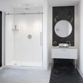 Vela 56 1/2-59 x 78 3/4 in. 8mm Sliding Shower Door for Alcove Installation with Clear glass in Chrome