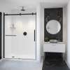 Vela 56 1/2-59 x 78 3/4 in. 8mm Sliding Shower Door with Towel Bar for Alcove Installation with Clear glass in Matte Black