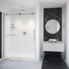 Vela 56 1/2-59 x 78 3/4 in. 8mm Sliding Shower Door with Towel Bar for Alcove Installation with Clear glass in Chrome and Matte Black
