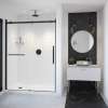 Vela 56 1/2-59 x 78 3/4 in. 8mm Sliding Shower Door with Towel Bar for Alcove Installation with Clear glass in Matte Black and Brushed Nickel