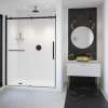 Vela 56 1/2-59 x 78 3/4 in. 8mm Sliding Shower Door with Towel Bar for Alcove Installation with Clear glass in Matte Black and Brushed Gold