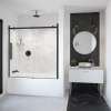 Vela 56 1/2-59 x 59 in. 8 mm Sliding Tub Door for Alcove Installation with Clear glass in Matte Black and Brushed Nickel