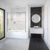 Vela 56 1/2-59 x 59 in. 8 mm Sliding Tub Door with Towel Bar for Alcove Installation with Clear glass in Chrome and Matte White