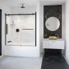 Vela 56 1/2-59 x 59 in. 8 mm Sliding Tub Door with Towel Bar for Alcove Installation with Clear glass in Matte Black and Brushed Gold