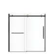 Vela 56 1/2-59 x 59 in. 8 mm Sliding Tub Door with Towel Bar for Alcove Installation with Clear glass in Matte Black and Brushed Gold