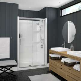 Incognito 74 39-42 x 74 in. 8mm Bypass Shower Door for Alcove Installation with Clear glass in Chrome