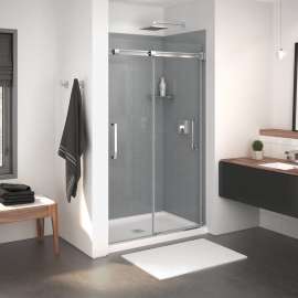 Inverto 43-47 x 70 1/2-74 in. 8mm Bypass Shower Door for Alcove Installation with Clear glass in Chrome