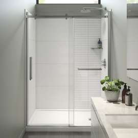 Halo Pro 56 1/2-59 x 78 3/4 in. 8 mm Sliding Shower Door with Towel Bar for Alcove Installation with Clear glass in Chrome