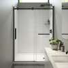 Halo Pro 56 1/2-59 x 78 3/4 in. 8 mm Sliding Shower Door with Towel Bar for Alcove Installation with Clear glass in Matte Black