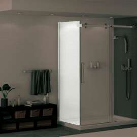 Halo Return Panel for 32 in. Base with Clear glass in Chrome