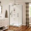 Davana Rectangular 42 x 34 x 75 in. 8mm Pivot Shower Door for Corner Installation with Clear glass in Brushed Nickel