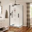 Davana Rectangular 42 x 34 x 75 in. 8mm Pivot Shower Door for Corner Installation with Clear glass in Matte Black