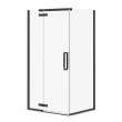 Davana Rectangular 42 x 34 x 75 in. 8mm Pivot Shower Door for Corner Installation with Clear glass in Matte Black