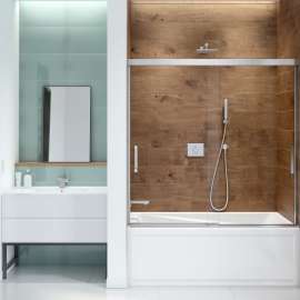 Incognito 57 56-59 x 56 3/4 in. 8mm Bypass Tub Door for Alcove Installation with Clear glass in Chrome