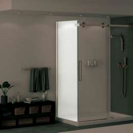 Halo Return Panel for 30 in. Base with Clear glass in Brushed Nickel