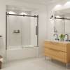 Halo 56 1/2-59 x 59 in. 8 mm Sliding Tub Door for Alcove Installation with Clear Glass in Dark Bronze