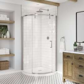 Outback Round 36 x 36 x 75 5/8 in. 8mm Sliding Shower Door for Corner Installation with Clear glass in Chrome