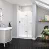 Reveal Sleek 71 41 1/2-44 1/2 x 71 1/2 in. 8mm Pivot Shower Door for Alcove Installation with Clear glass in Chrome