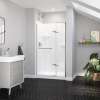 Reveal Sleek 71 41 1/2-44 1/2 x 71 1/2 in. 8mm Pivot Shower Door for Alcove Installation with Clear glass in Brushed Nickel