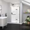 Reveal Sleek 71 41 1/2-44 1/2 x 71 1/2 in. 8mm Pivot Shower Door for Alcove Installation with Clear glass in Matte Black