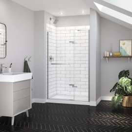 Reveal Sleek 71 44-47 x 71 1/2 in. 8mm Pivot Shower Door for Alcove Installation with Clear glass in Chrome