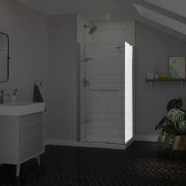 Reveal Sleek 71 Return Panel for 36 in. Base with Clear glass in Chrome