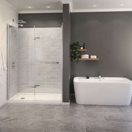Capella 78 56-59 x 78 in. 8 mm Pivot Shower Door for Alcove Installation with GlassShield(R) glass in Chrome
