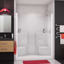 SS3660 AcrylX Alcove Center Drain One-Piece Shower in White
