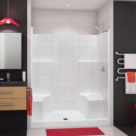 SST3660 AcrylX Alcove Center Drain One-Piece Shower in White
