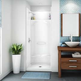 KDS 3232 AcrylX Alcove Center Drain Four-Piece Shower in White