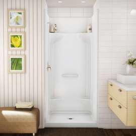 KDS 3636 AFR AcrylX Alcove Center Drain Four-Piece Shower in White