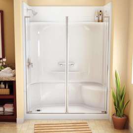 KDS 3060 AcrylX Alcove Center Drain Four-Piece Shower in White