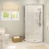 Cyrene 34 x 34 Acrylic Center Drain Shower Kit in White with Clear glass in Chrome