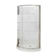 Cyrene 34 x 34 Acrylic Center Drain Shower Kit in White with 3 Stripes glass in Chrome