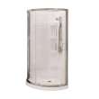 Cyrene 34 x 34 Acrylic Center Drain Shower Kit in White with Clear glass in Brushed Nickel