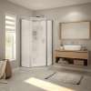 Summit 38 x 38 Polystyrene Center Drain Shower Kit in White with Center Silk glass in Chrome