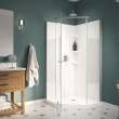 Begonia Carbon 36 x 36 Polystyrene Center Drain Shower Kit in White with Carbon glass in Chrome