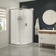 Daisy 38 x 38 Acrylic Center Drain Shower Kit in White with Clear glass in Chrome