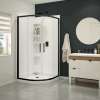 Daisy 38 x 38 Acrylic Center Drain Shower Kit in White with Clear glass in Matte Black