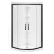 Daisy 38 x 38 Acrylic Center Drain Shower Kit in White with Clear glass in Matte Black