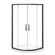 Daisy 38 x 38 Acrylic Center Drain Shower Kit in White with Clear glass in Matte Black