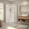 Orchid 38 x 38 Polystyrene Center Drain Shower Kit in White with Centre Silk glass in Chrome