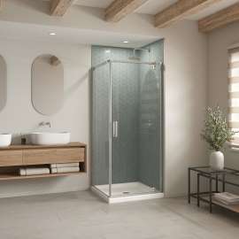 B3Round 3636 Acrylic Corner Left or Right Shower Base in White with Center Drain