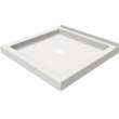 B3Round 3636 Acrylic Wall Mounted Shower Base in White with Center Drain